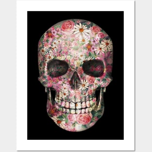 Sprinkles Floral Skull Skeleton Posters and Art